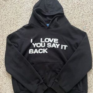 Lonely ghost Black Hoodie with White Text